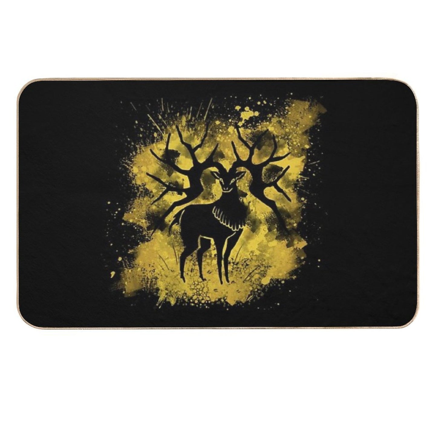 Golden Deer Splatter Fade-Resistant Bath Mat