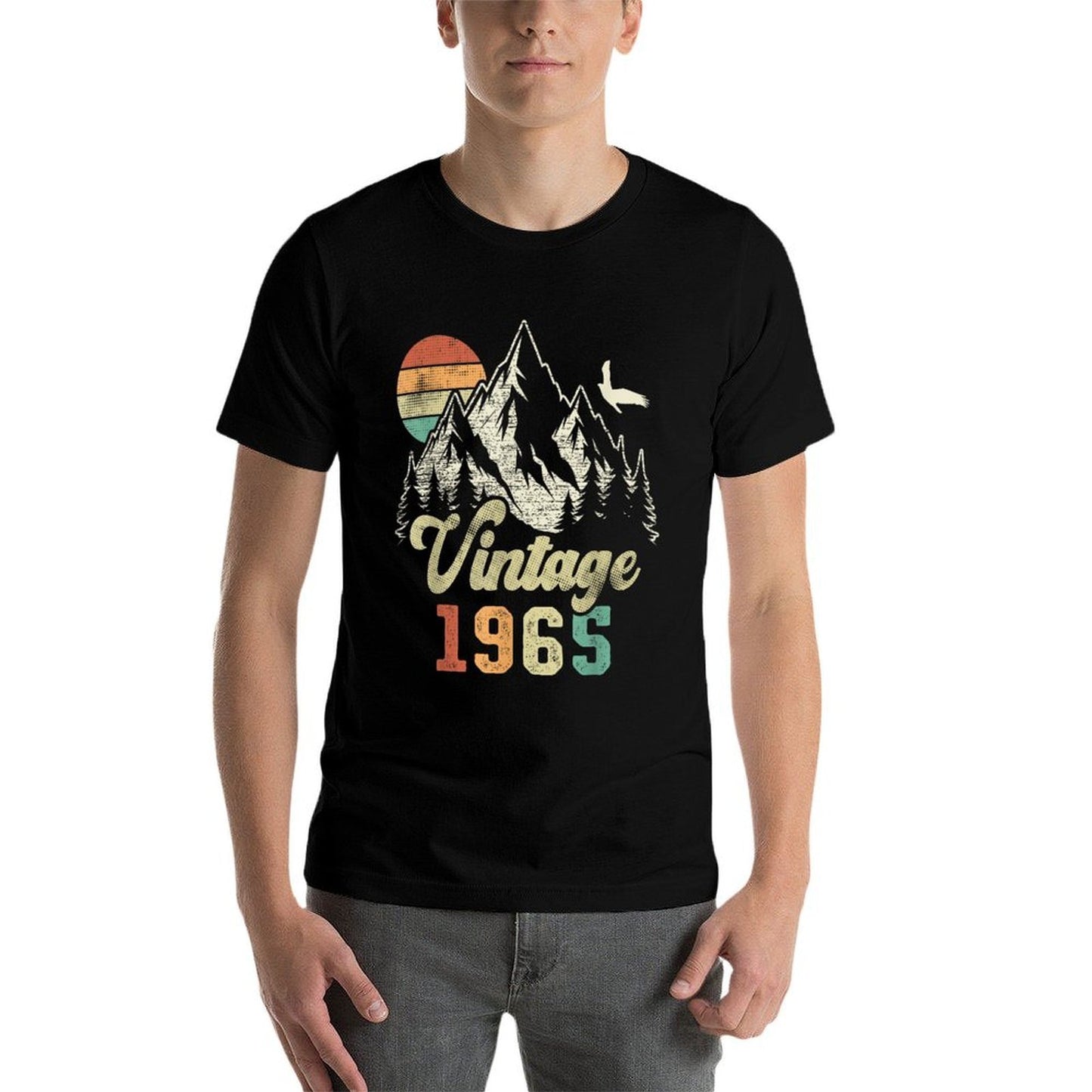 Vintage 1965 Mountains Eagle 60th Birthday Tagless Design T-Shirt