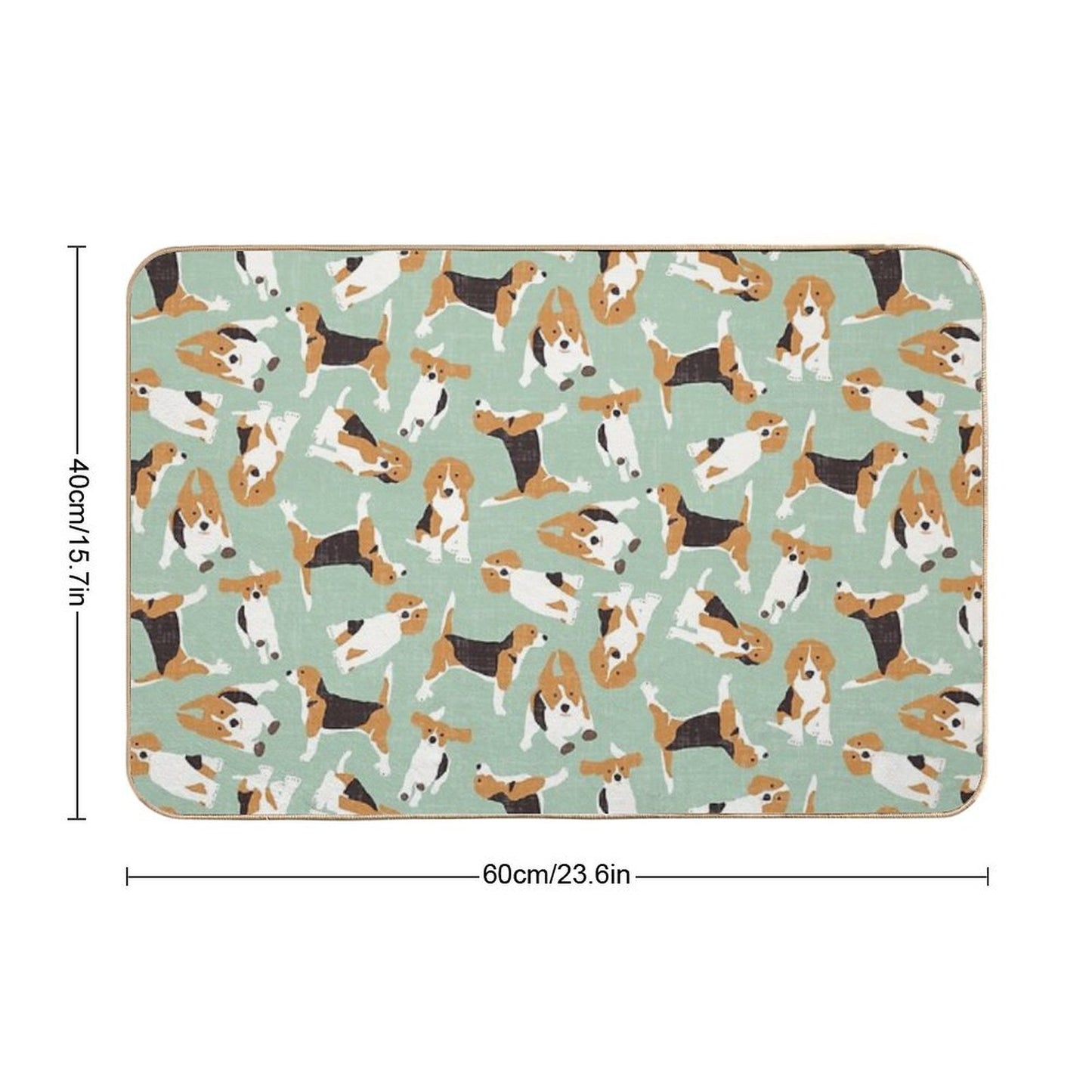 Beagle Scatter Mint Easy Maintenance Bath Mat