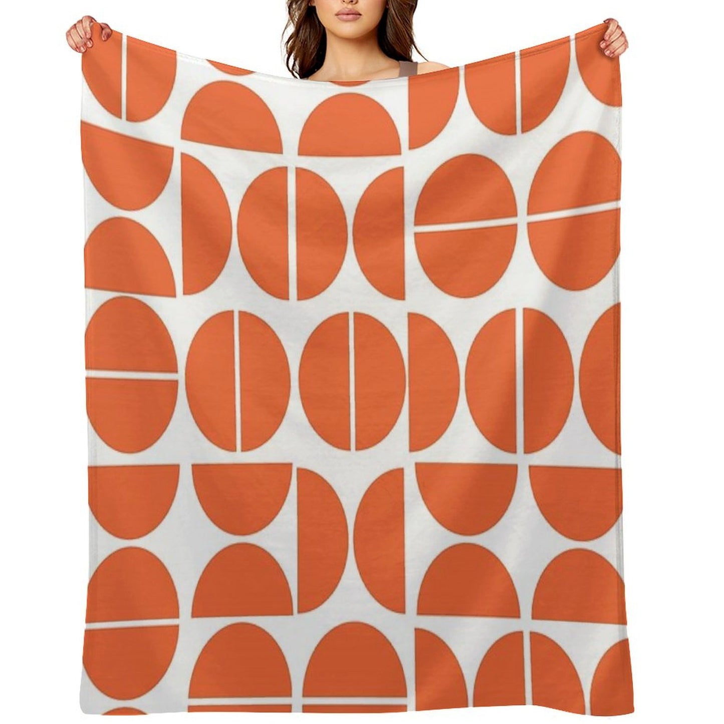 Mid-Century Modern Geometric Orange All-season Throw Blanket