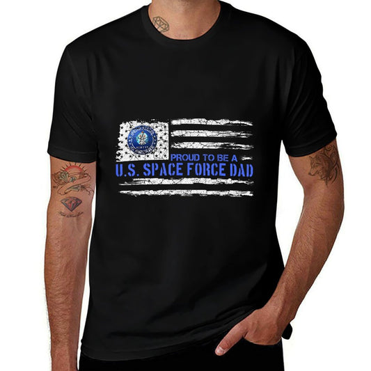 Vintage USA American Proud To Be A US Space Force Dad  Relaxed-fit T-Shirt