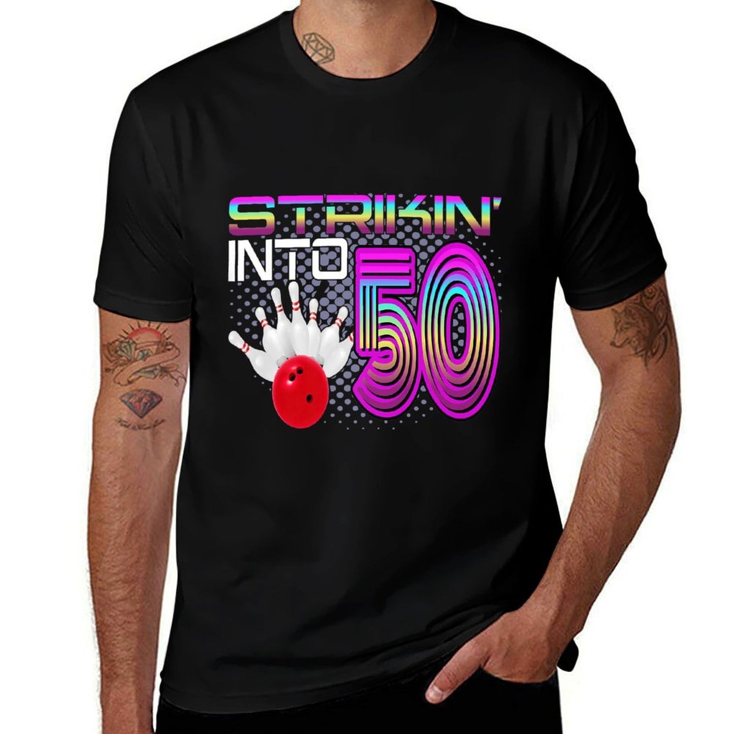 Striking Into 50 Bowling Bowler 50th Birthday Celebration Premium Wrinkle-resistant T-Shirt