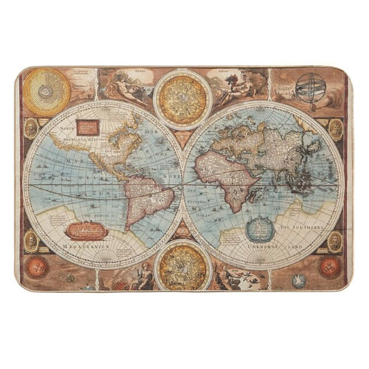Vintage World Map  Eco-Friendly Bath Mat