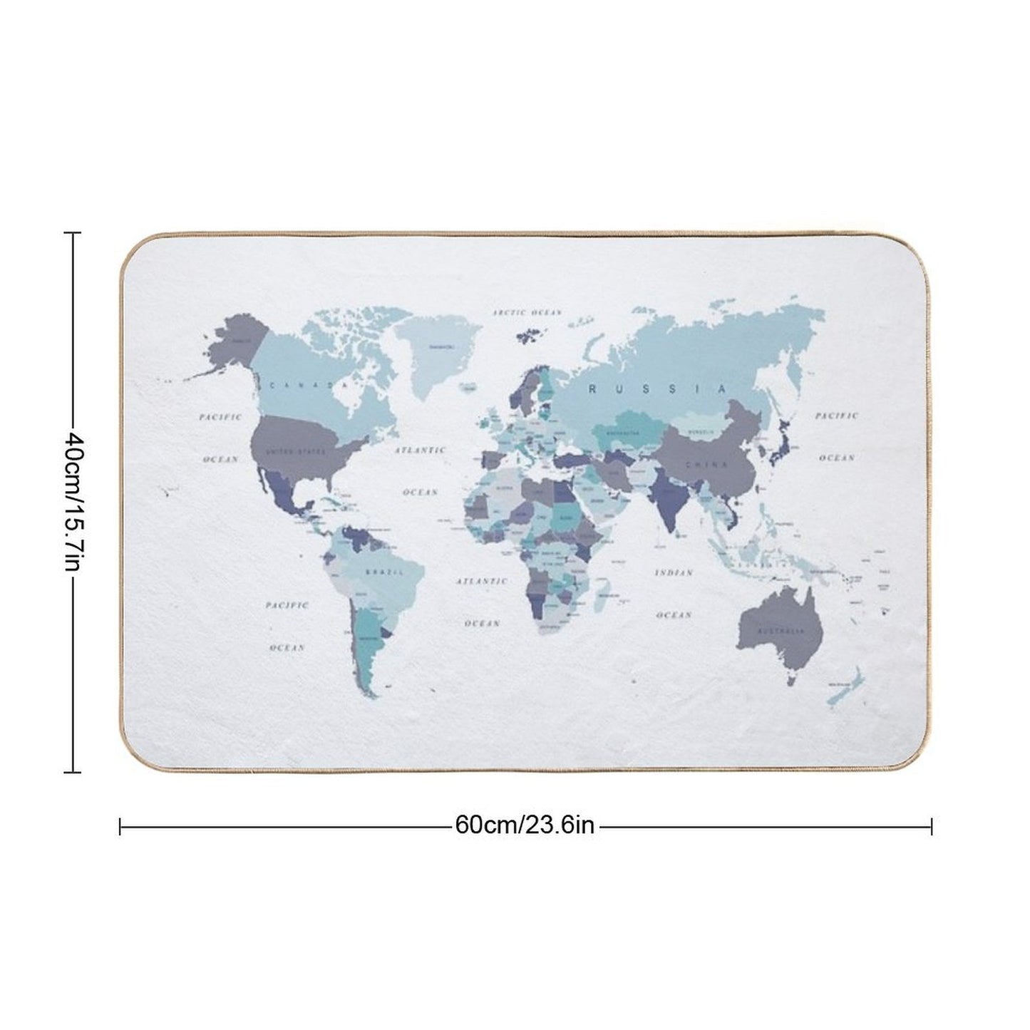 World Map in Blue Toxin-Free Bath Mat