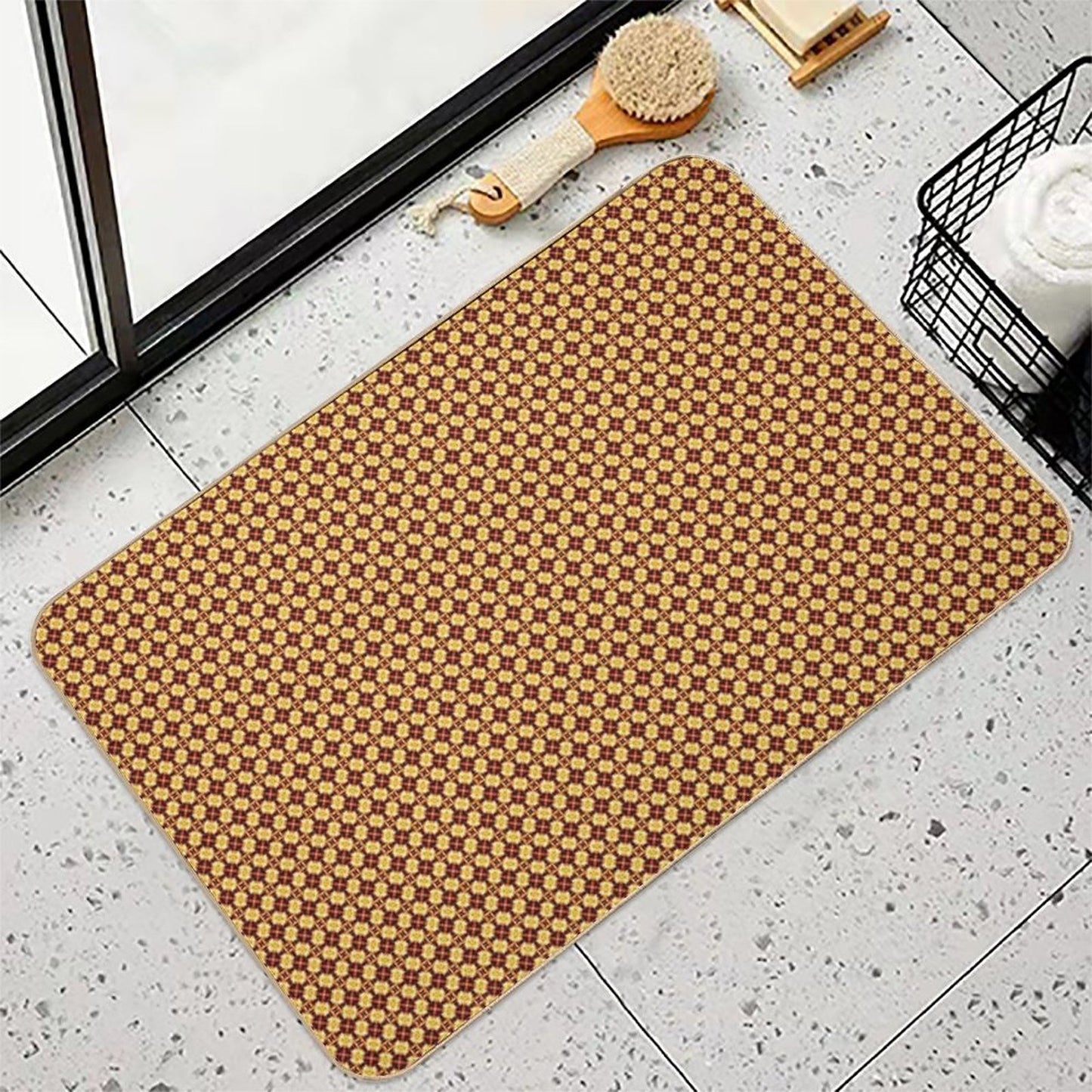Bright Fiery Flowers Dirt-Trapping Bath Mat