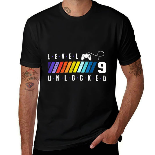 9th Birthday Gamer Boy Or Gamer Girl - Level 9 Unlocked  Heathered Texture T-Shirt