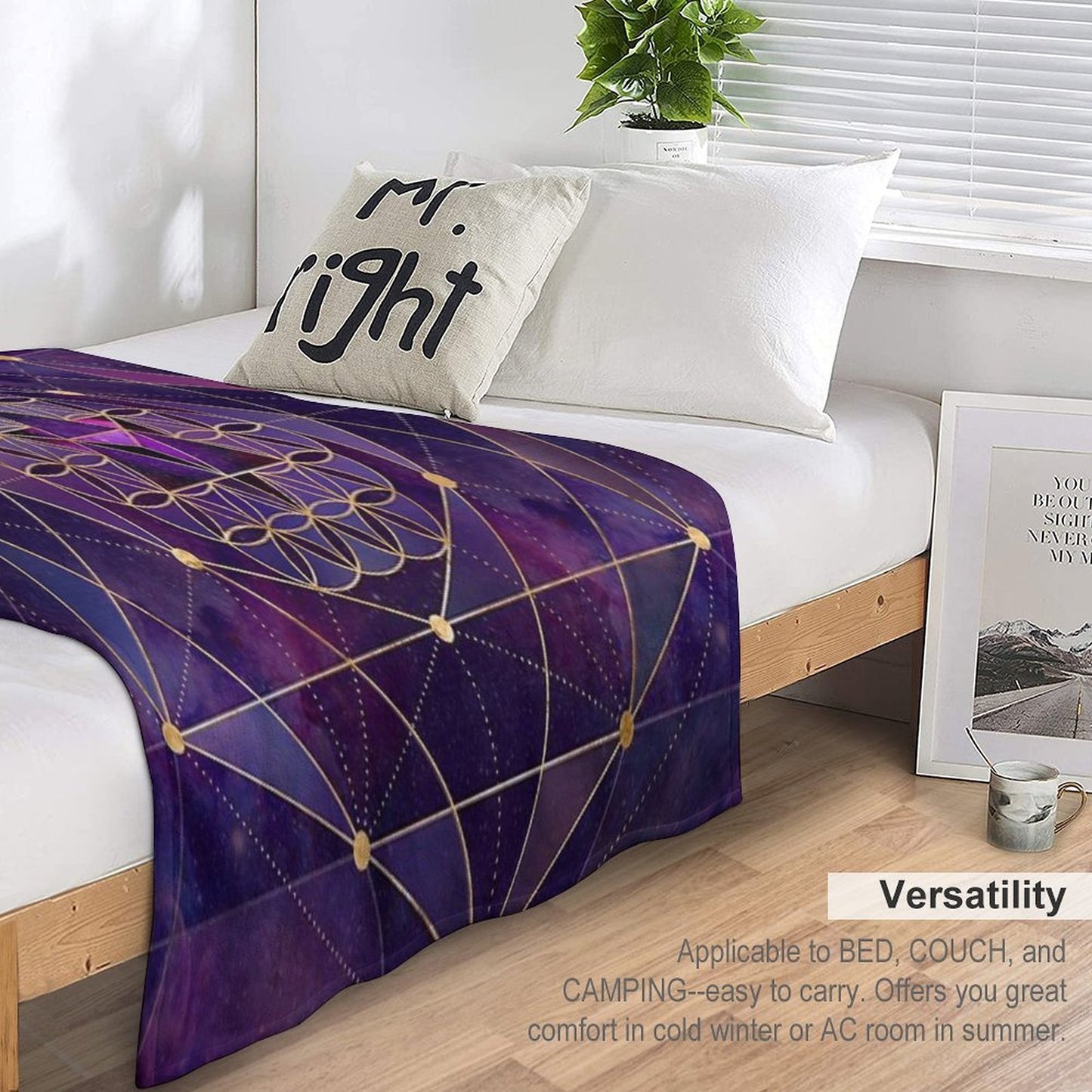 Merkabah in Flower of Life - Sacred Geometry Travel-friendly Throw Blanket