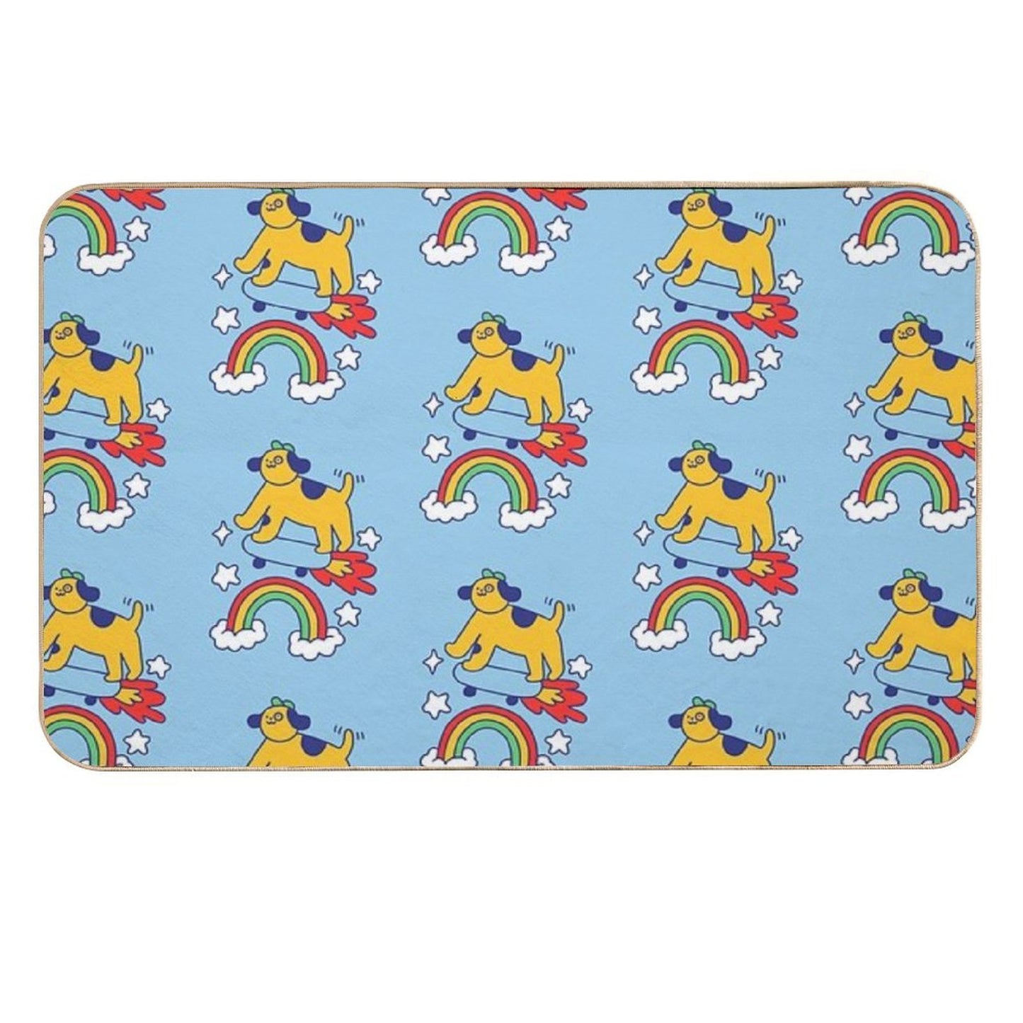 Dog Flying On A Skateboard Pet-Safe Bath Mat