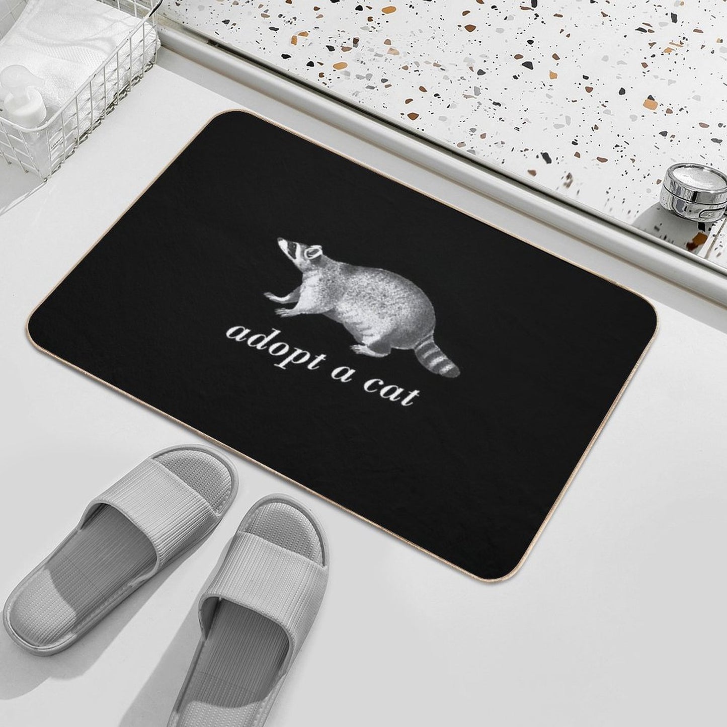 Adopt A Cat Funny Raccoon Wild Animal Design Anti-Trip Bath Mat