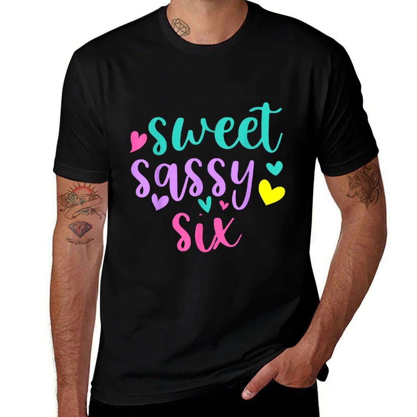 6th Birthday Sweet Sassy Six Girls 6 Years Old Birthday Tagless Design T-Shirt