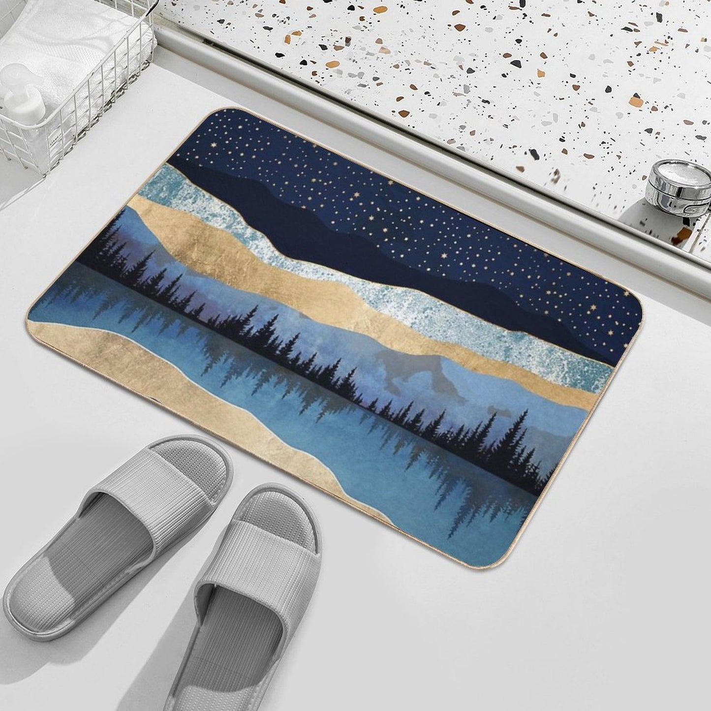 Midnight Lake High-Traffic Bath Mat