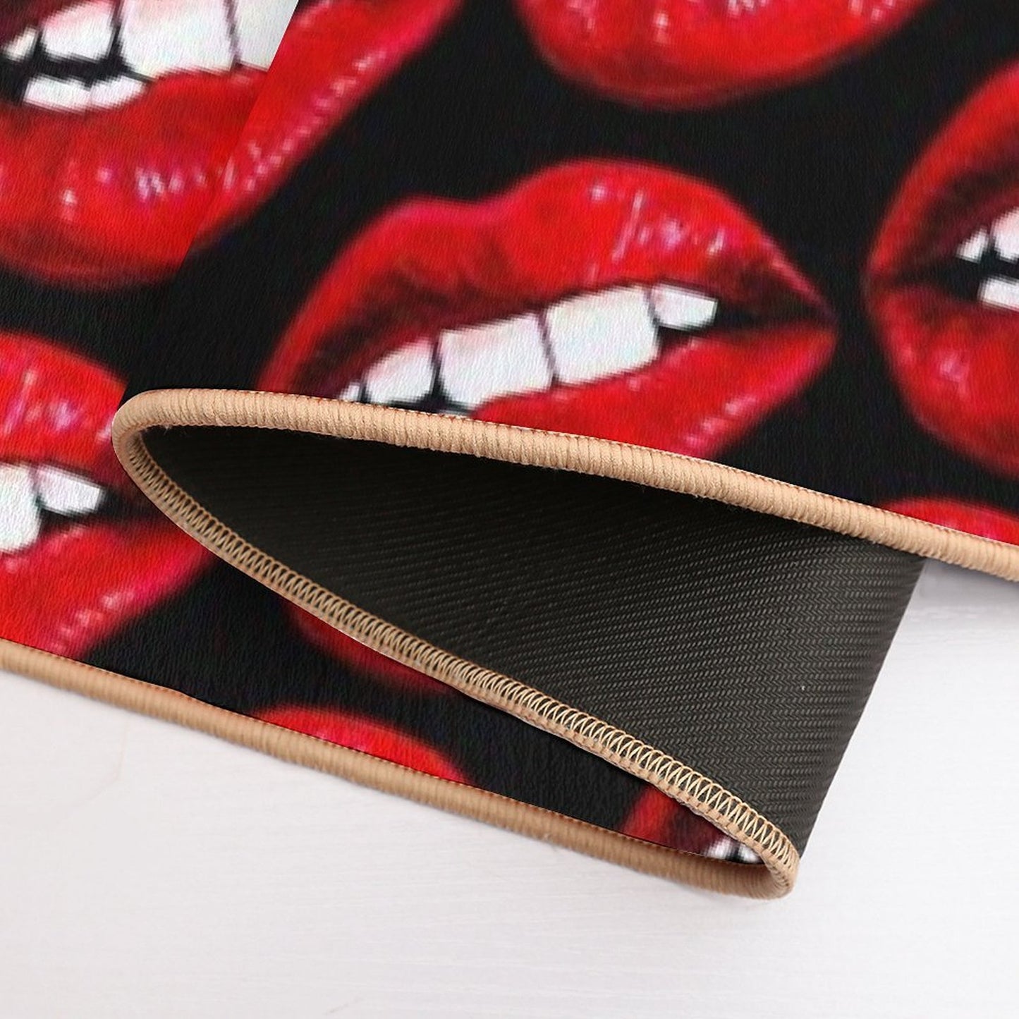 Lip Pattern - Black Stain-Proof Bath Mat