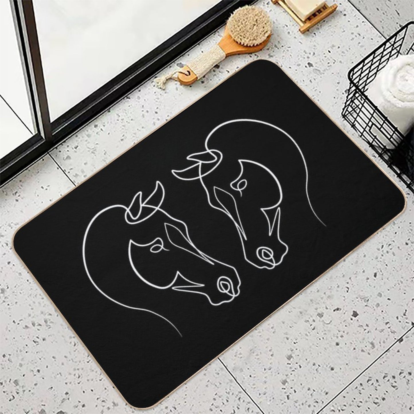 Arabian Horse Face One Line Art Multi-Purpose Bath Mat