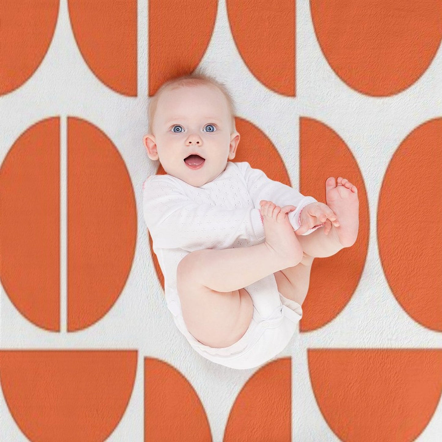 Mid-Century Modern Geometric Orange All-season Throw Blanket