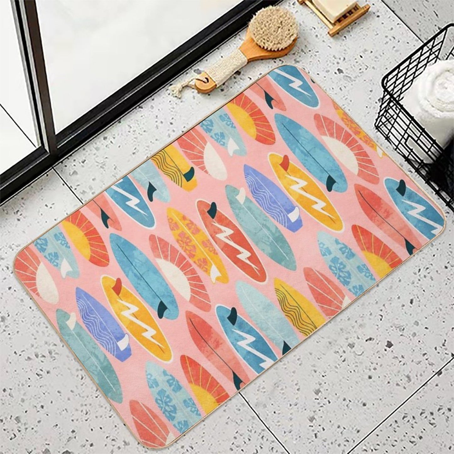Surfboard Pink Eco-Friendly Bath Mat