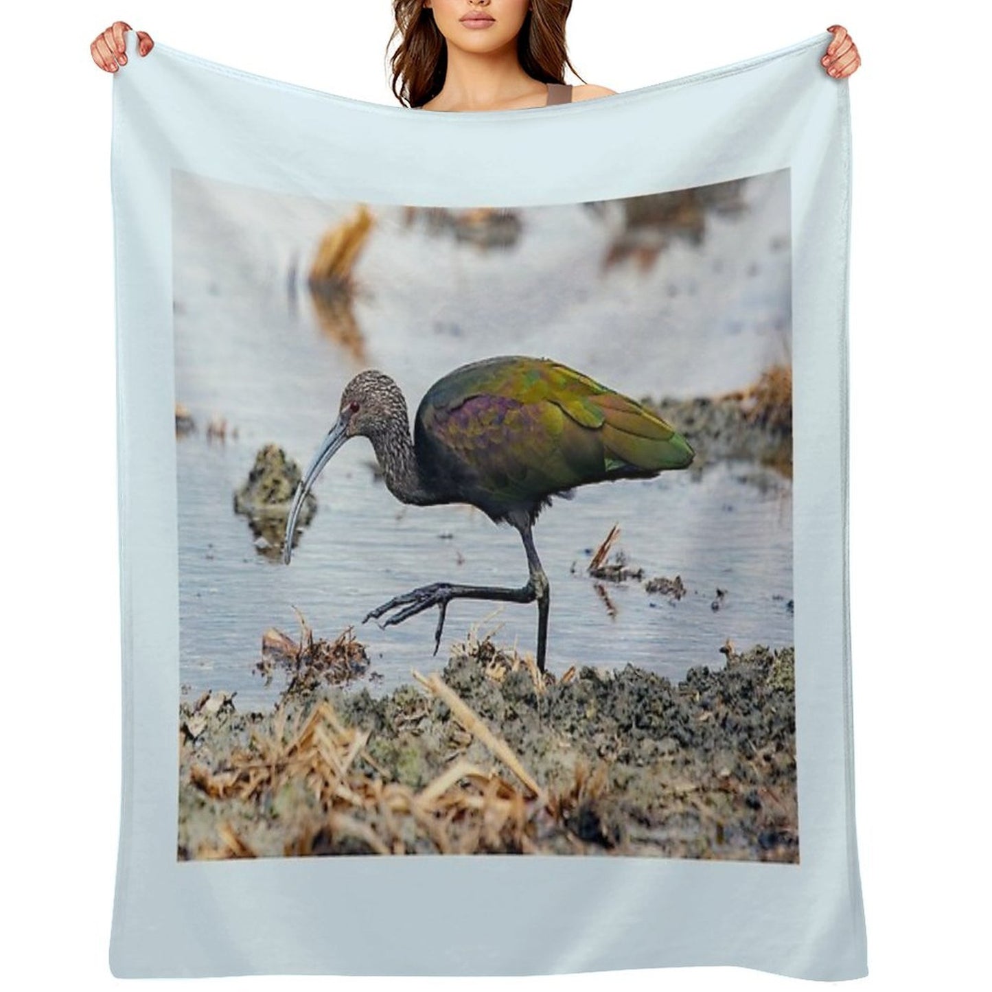 Glossy Ibis Shrink-resistant Throw Blanket