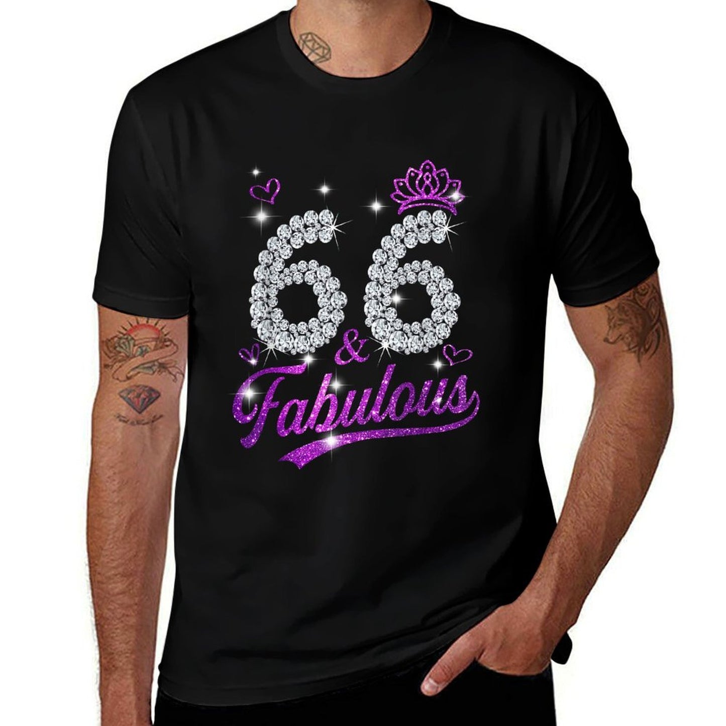 66 & Fabulous 66 Year Old 66th Birthday Diamond Crown Pink Eco-friendly Material T-Shirt