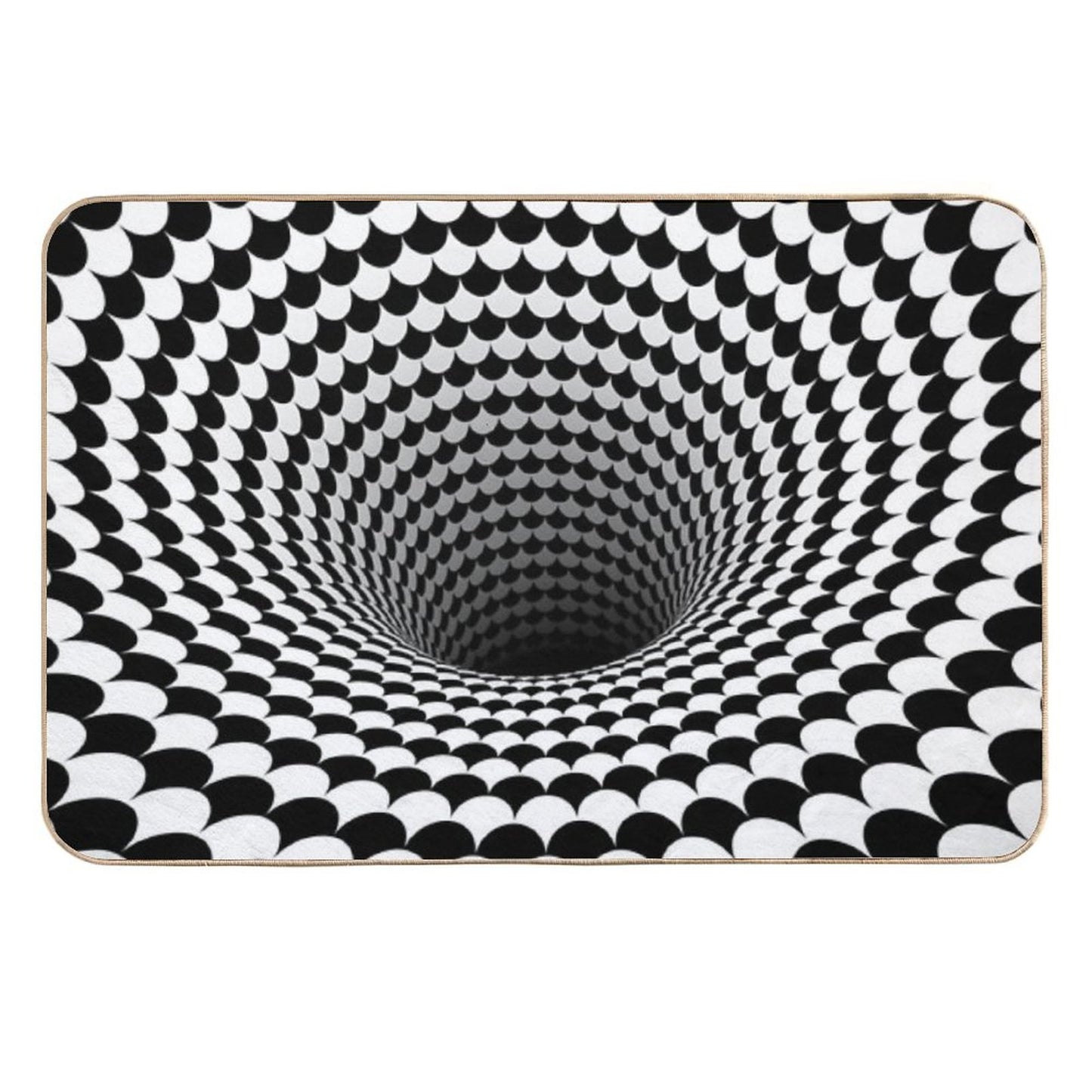 Optical Illusion Black And White Scales Houndstooth Black Hole Vortex Stain-Proof Bath Mat