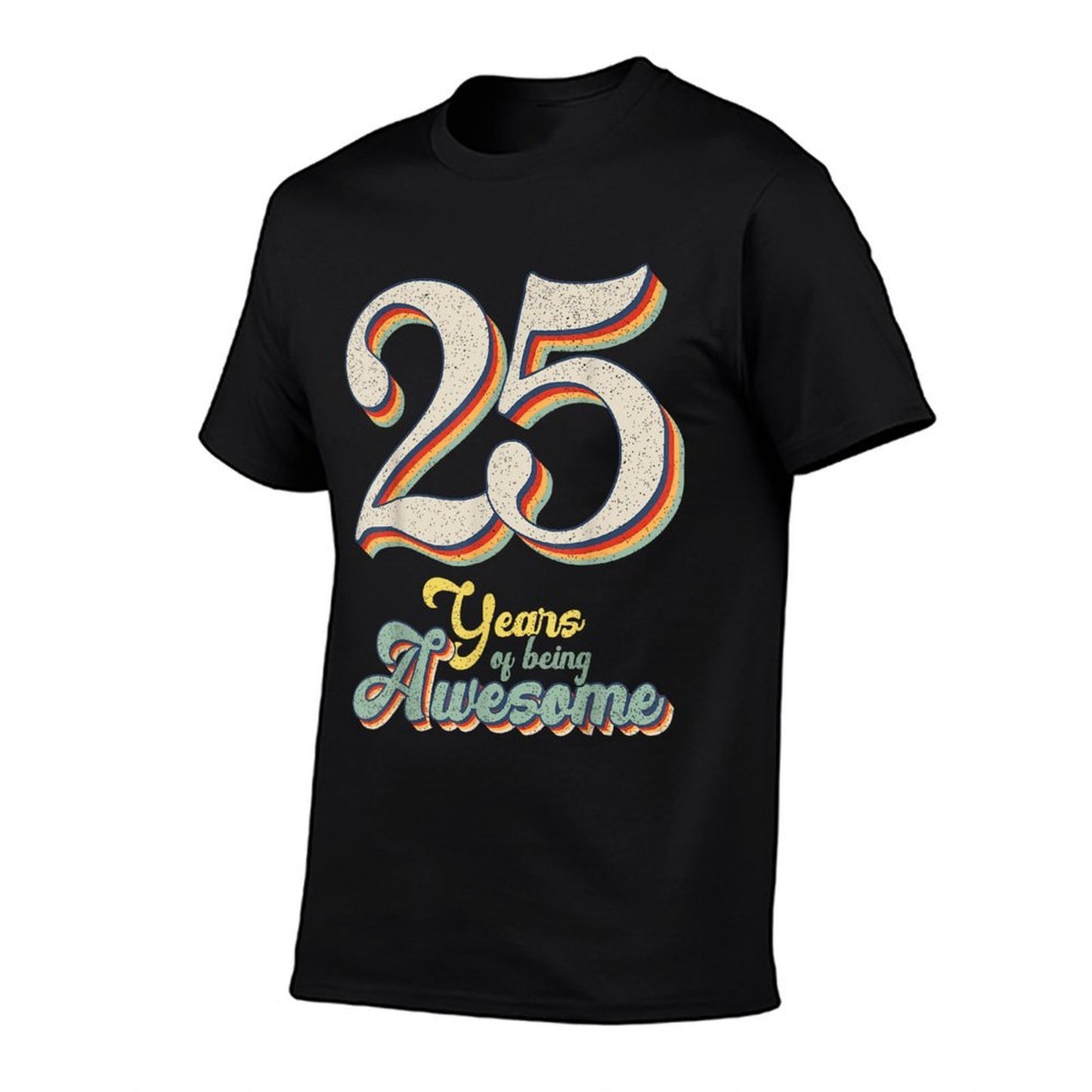 25 Years Of Being Awesome Retro Vintage 25th Birthday Ribbed Collar T-Shirt