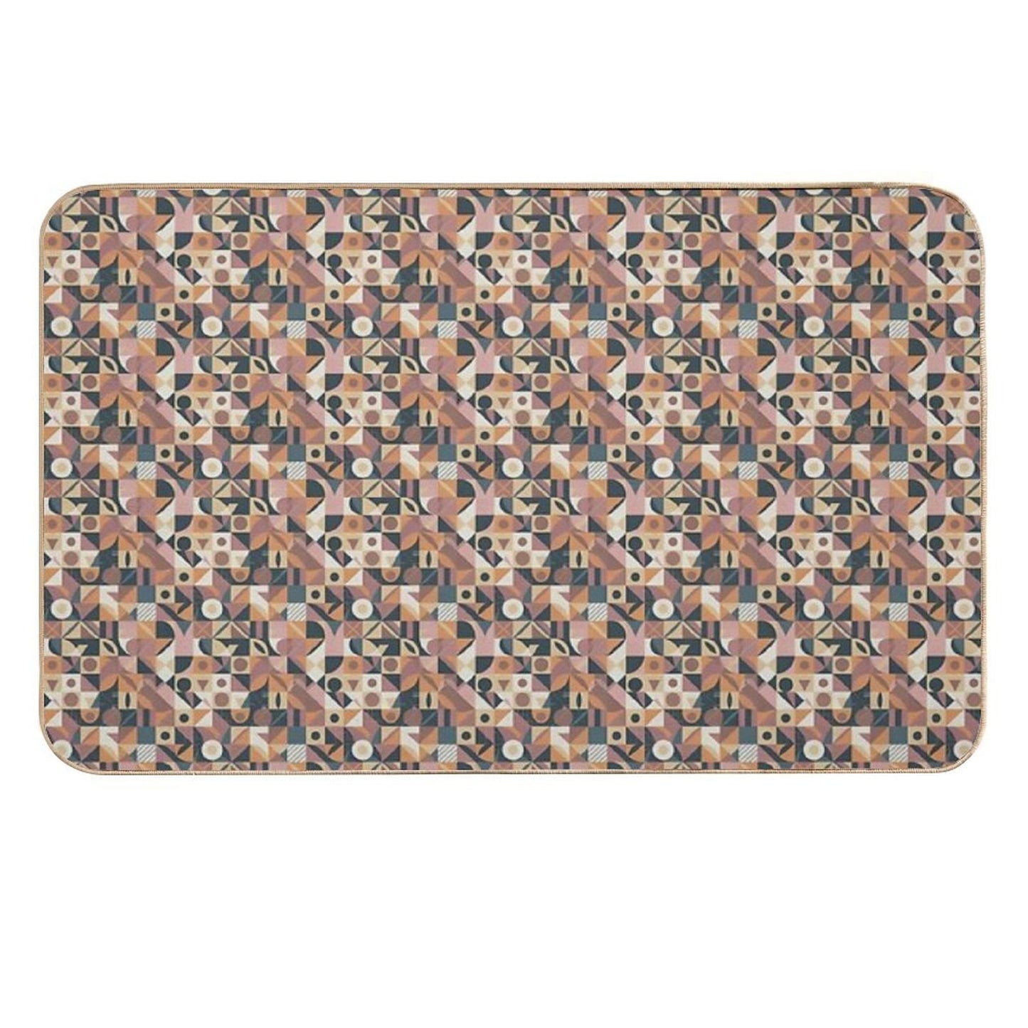 Bauhaus Style Geometric Abstract Pattern Repositionable Bath Mat