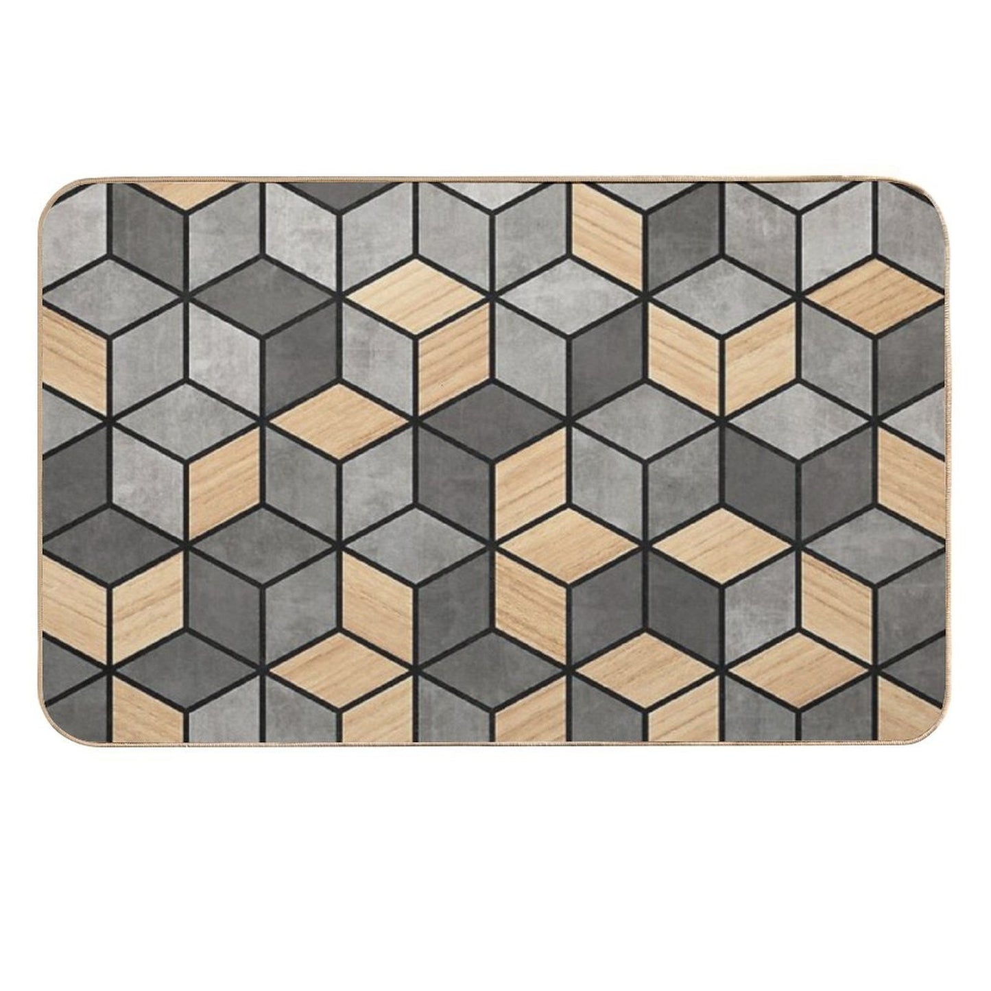 Concrete And Wood Cubes Multi-Purpose Bath Mat