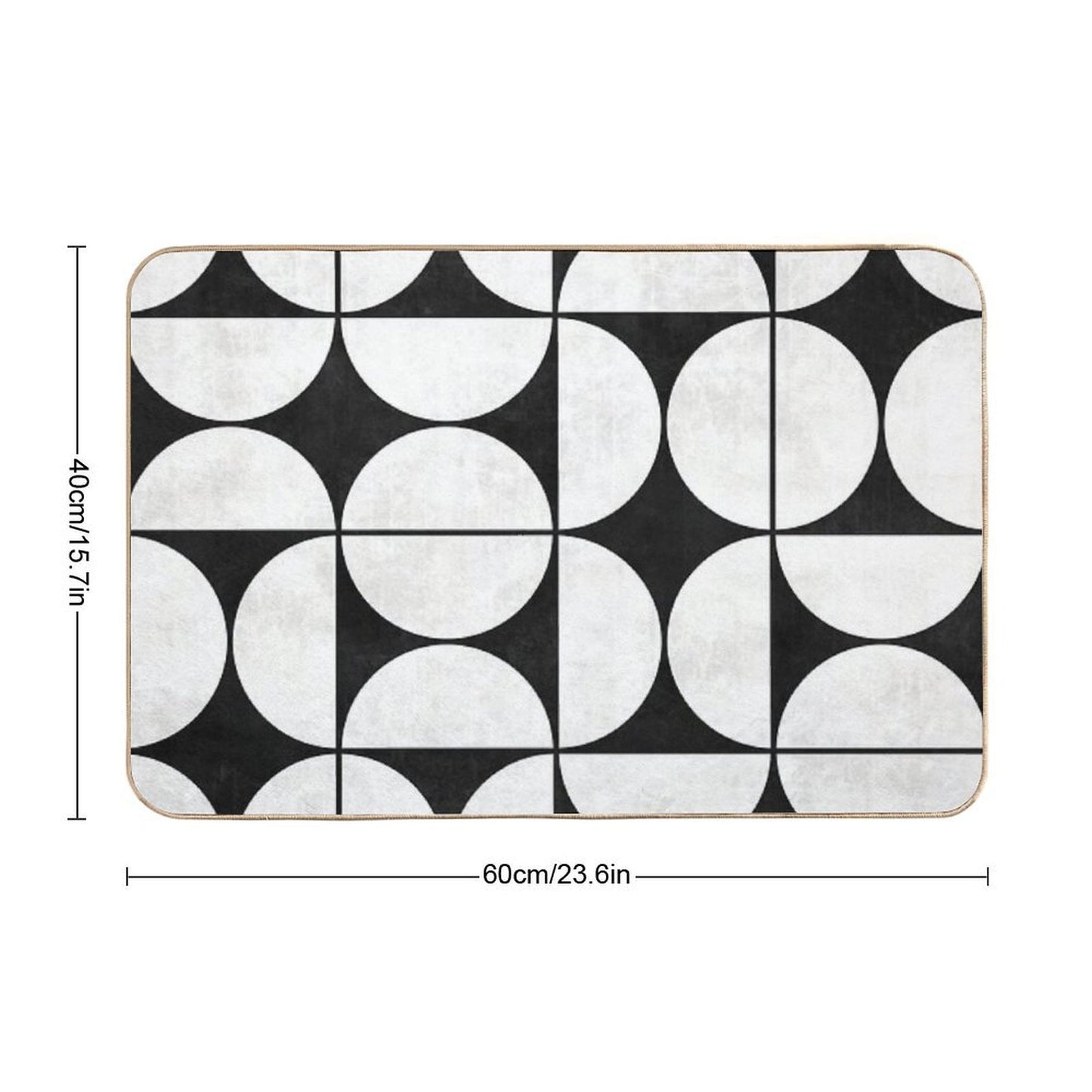 Mid-Century Modern Pattern No.2 - Black And White Concrete Non-Slip Bath Mat