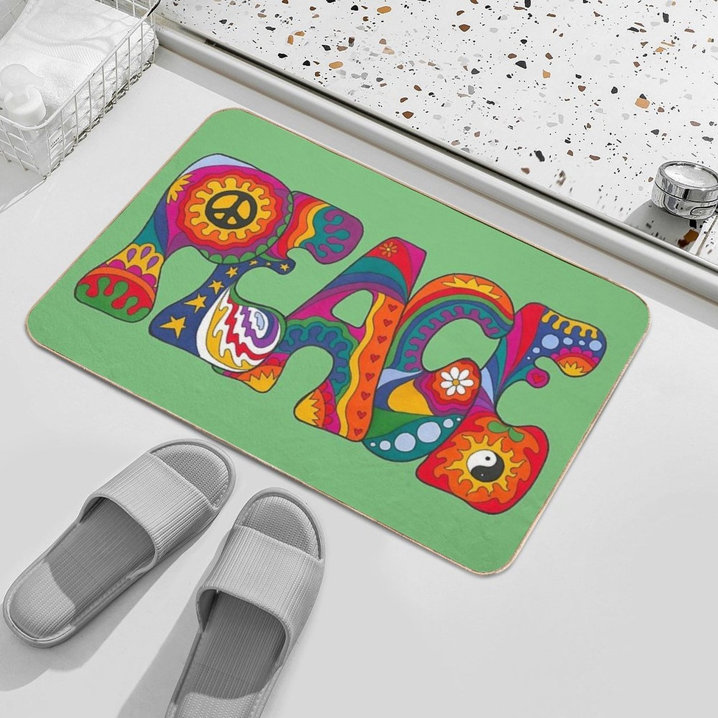 Psychedelic Peace Non-Slip Bath Mat