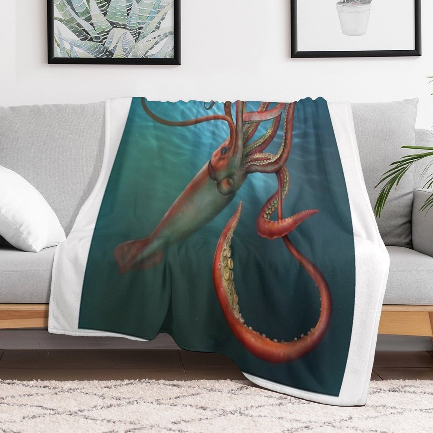 Giant Squid Plush Throw Blanket