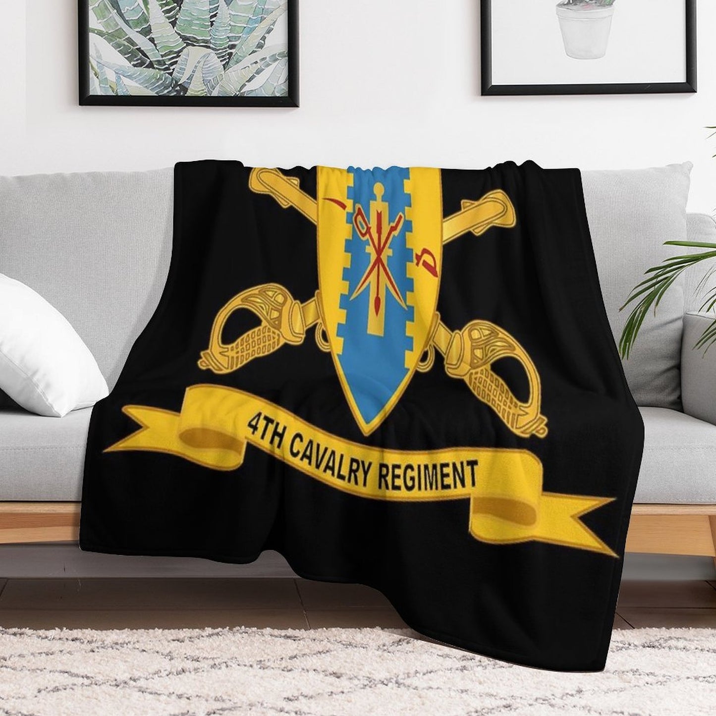 Army - 4th Cavalry Regiment W Br - Ribbon Machine-washable Throw Blanket