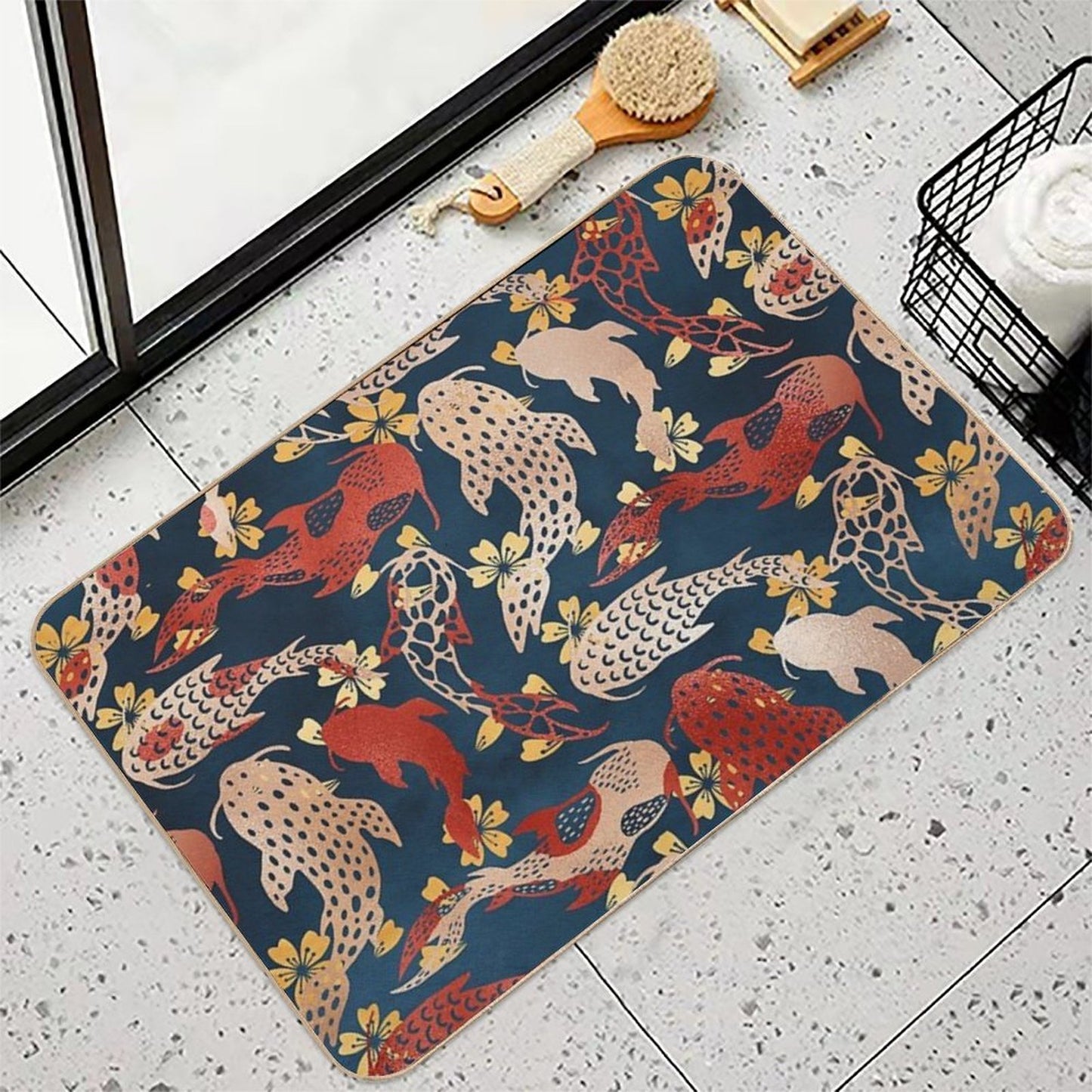 Kyoto Koi Fish Pattern Eco-Friendly Bath Mat
