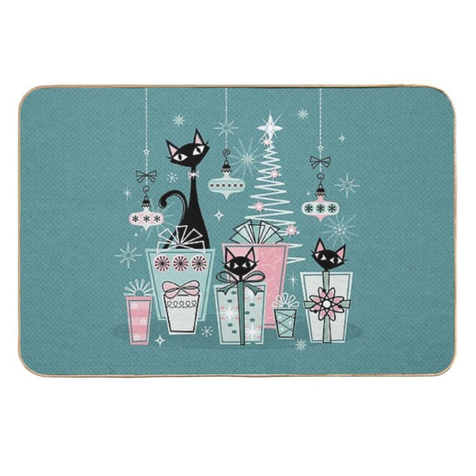 Vintage Kitty Christmas II ©studioxtine  Toxin-Free Bath Mat