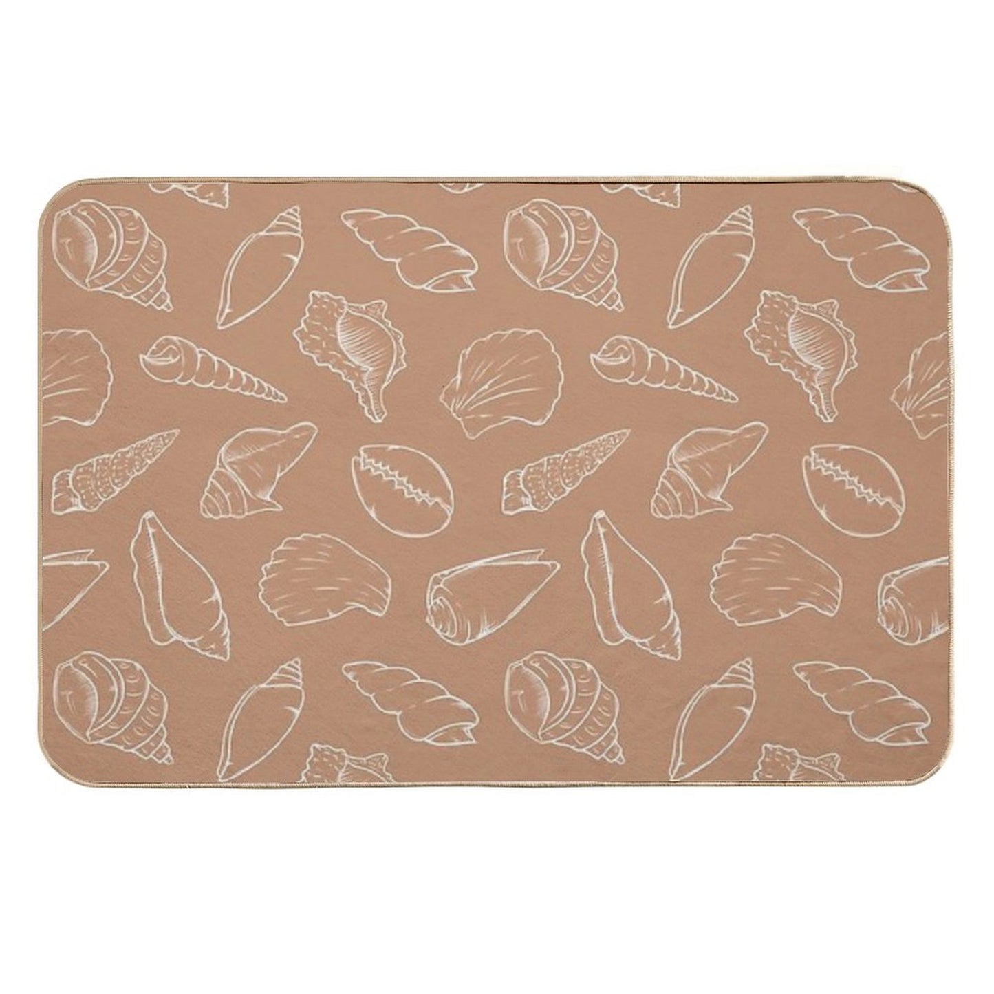 Seashell Outline on Sand Pattern Stain-Proof Bath Mat