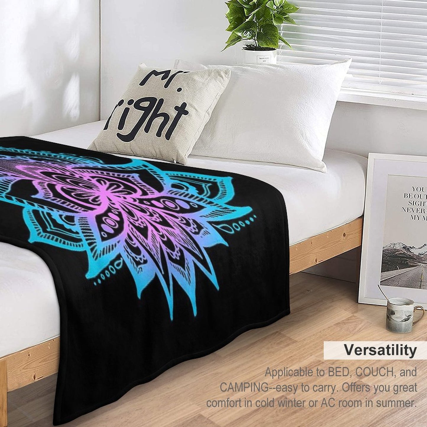 Pastel Vibes Lotus Flower Lightweight Throw Blanket
