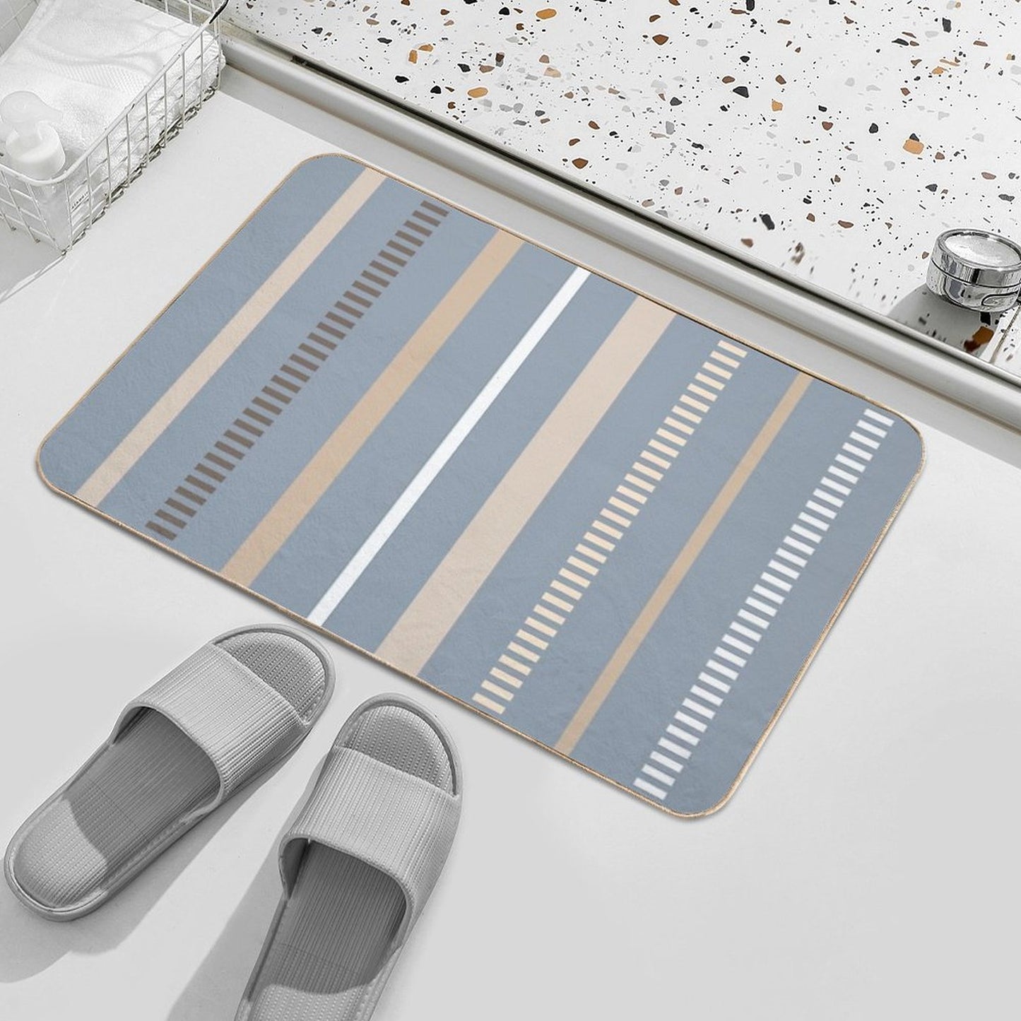 Vertical Stripes Slate Non-Slip Bath Mat