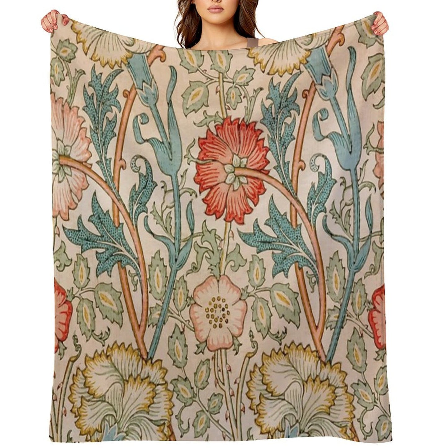 Pink And Rose by William Morris Machine-washable Throw Blanket