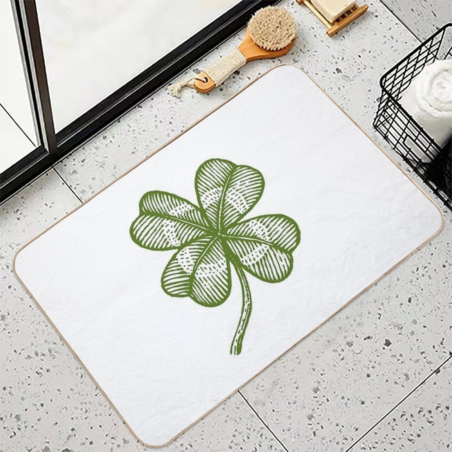 Vintage Lucky Clover Slip-Resistant Bath Mat