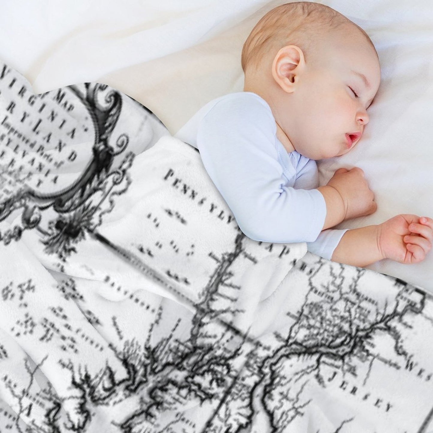 Vintage Map of The Chesapeake Bay (1719) BW Wrinkle-free Throw Blanket