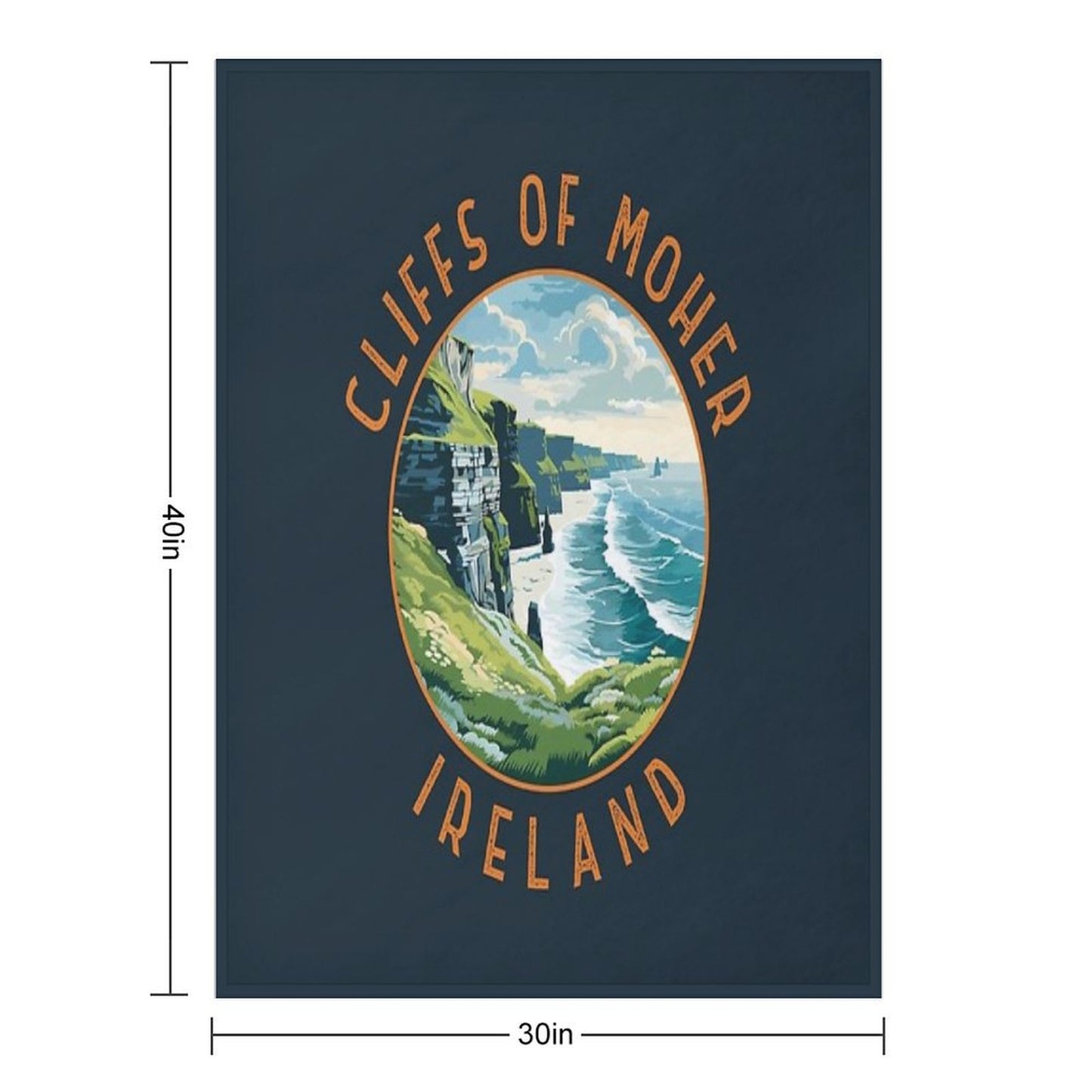 Cliffs of Moher Ireland Retro Distressed Circle Machine-washable Throw Blanket
