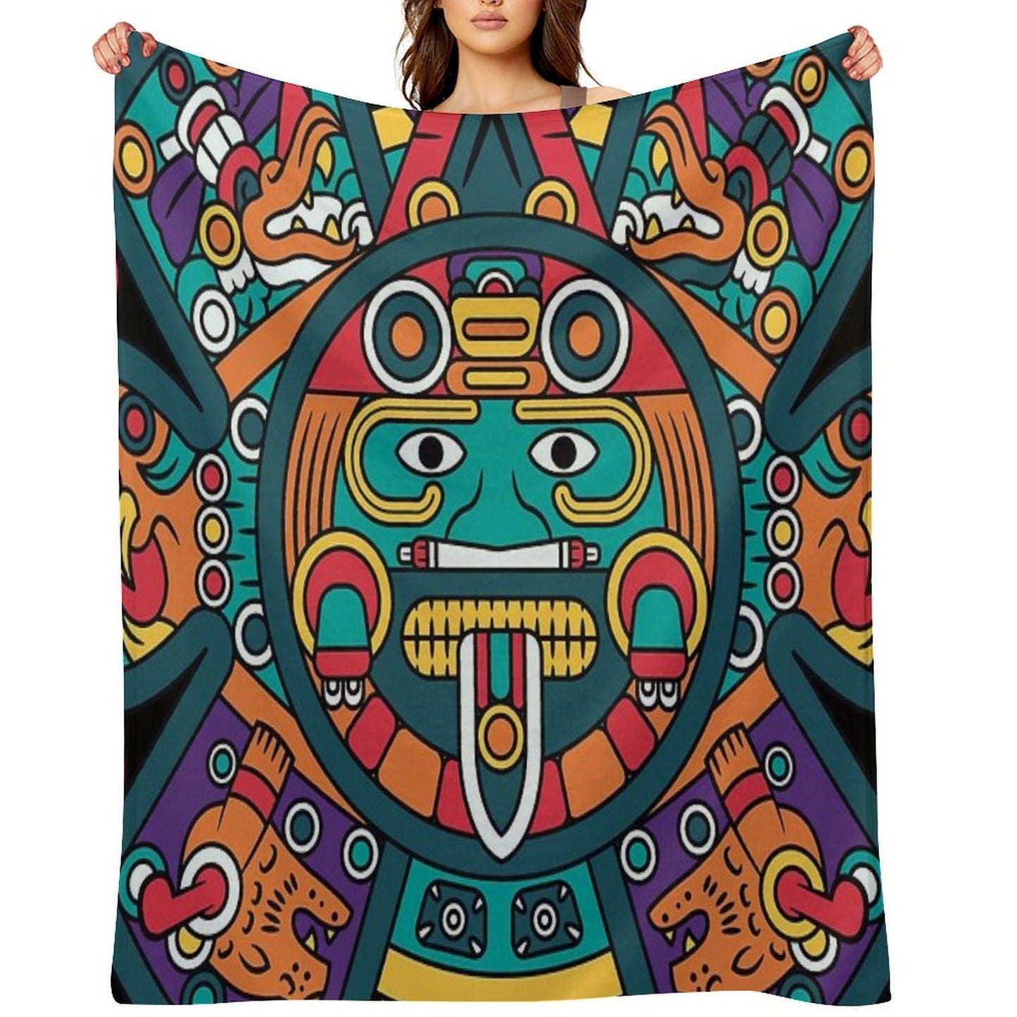 Mayan Aztec Calendar Art Comfort Throw Blanket