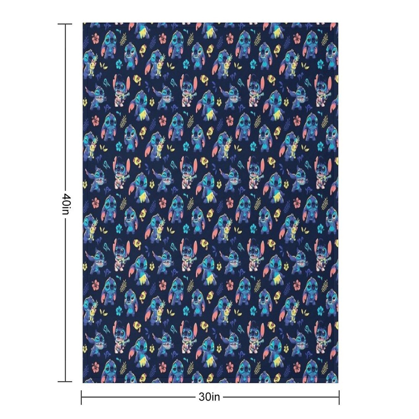 Cute Stitch Pattern 90s Kid, Cartoon Alien, Ohana, Hawaii Eco-conscious Throw Blanket