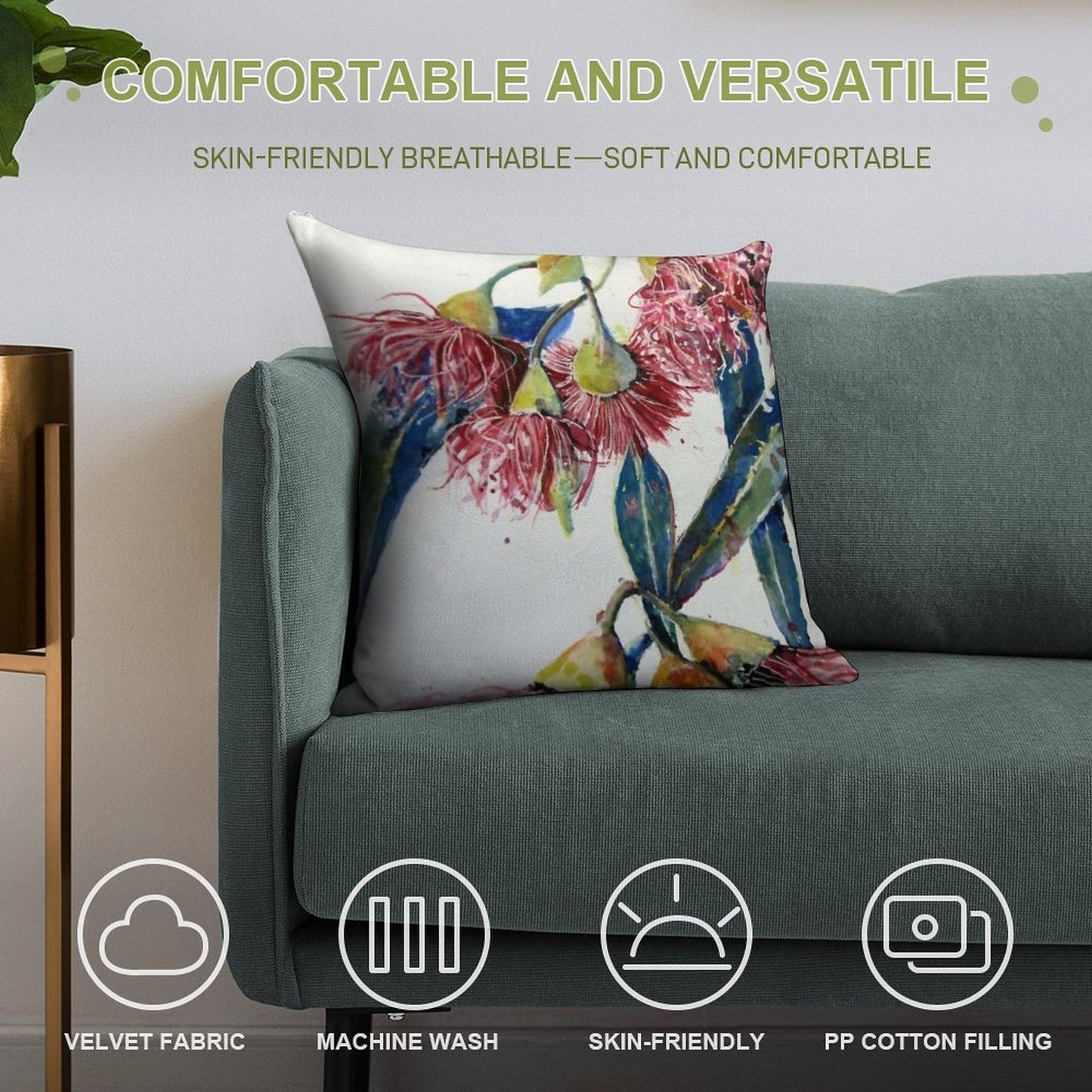 Eucalyptus Gum Blossoms2 Soft Durable Construction Throw Pillow