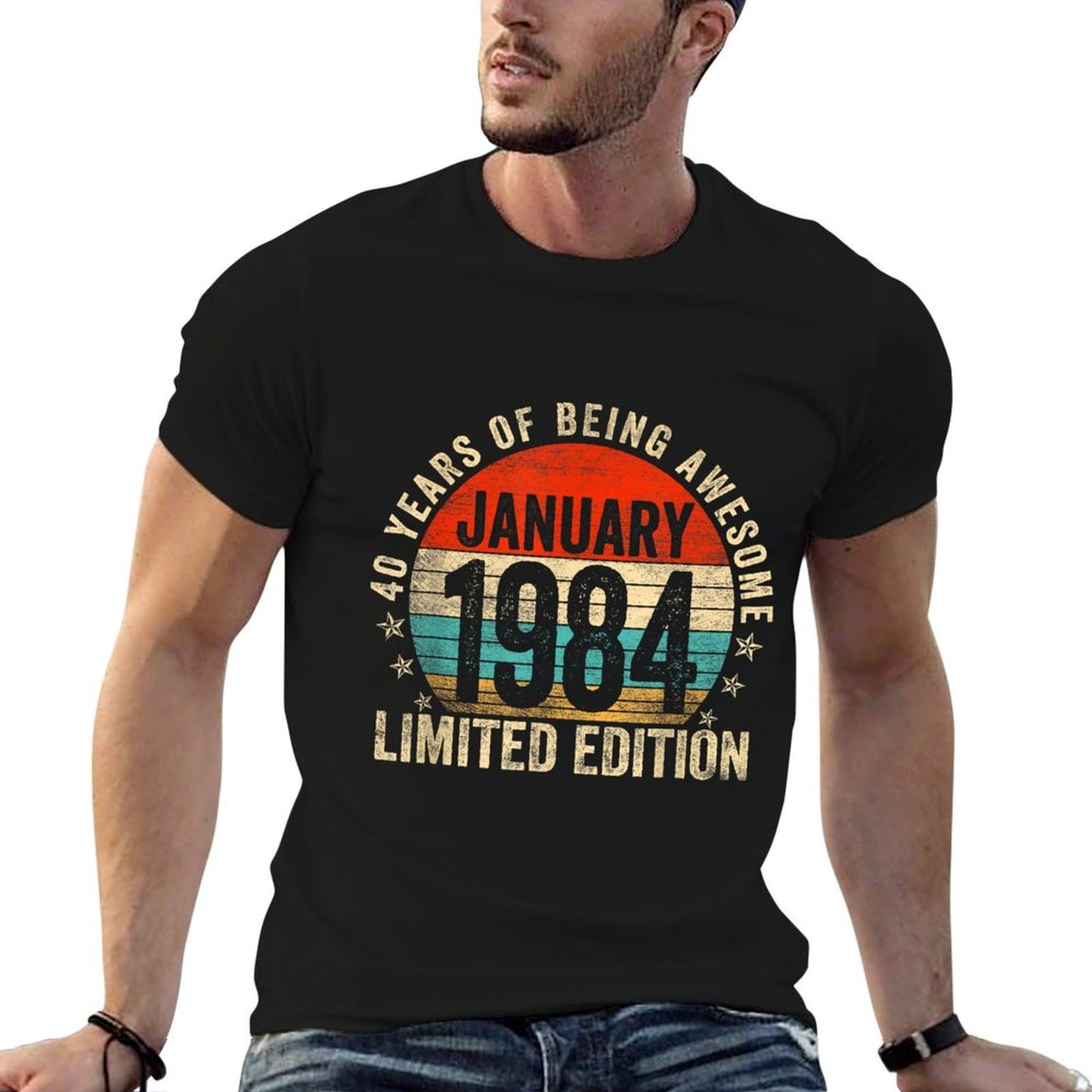 40 Years Old Gifts Vintage January 1984 40th Birthday Retro Slim-fit Cut T-Shirt