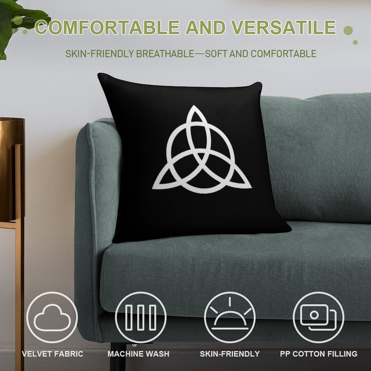 Charmed Soft Short Plush Fabric Throw Pillow