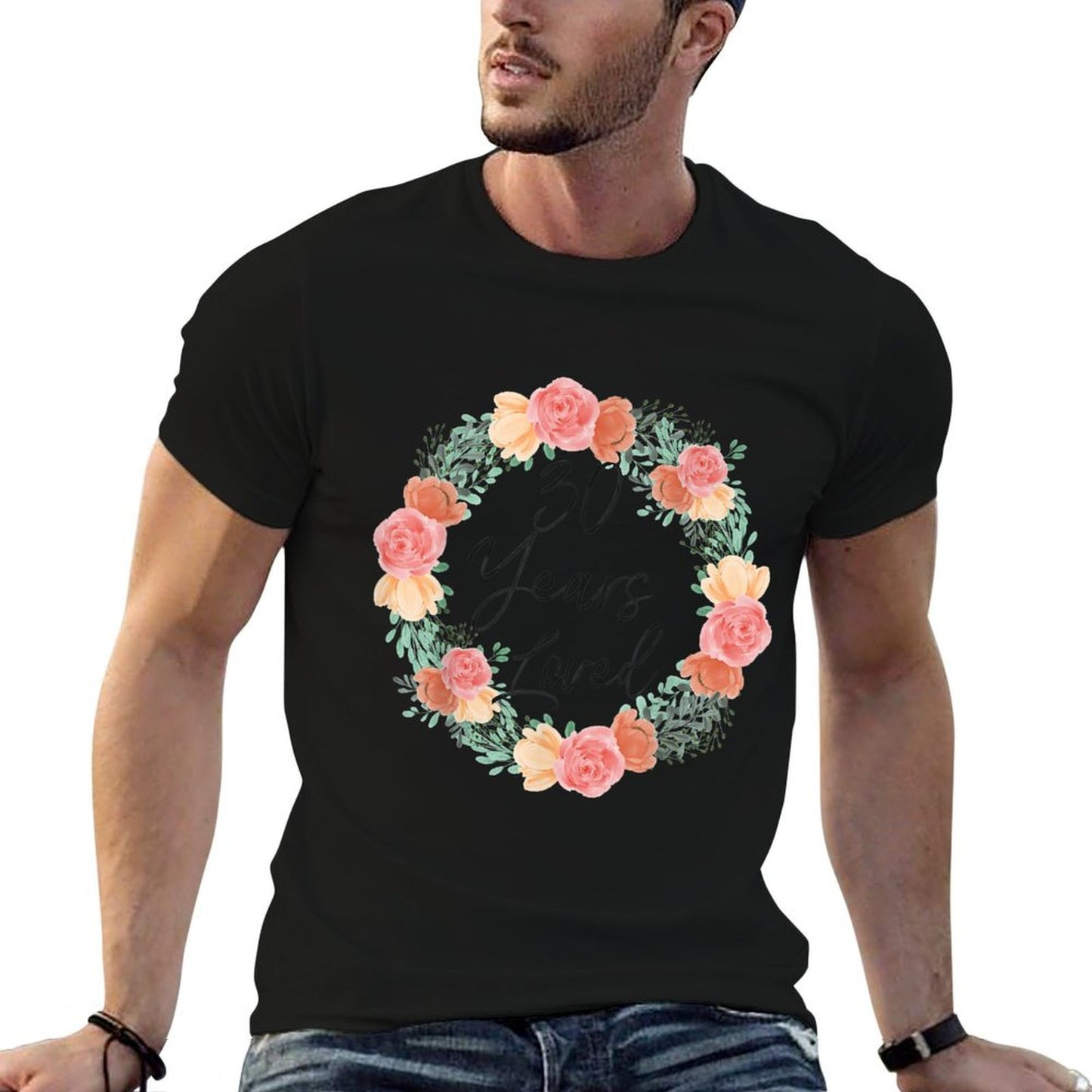 30 Years Loved Men Women 30 Years Old Florals 30th Birthday Trendy Pattern T-Shirt