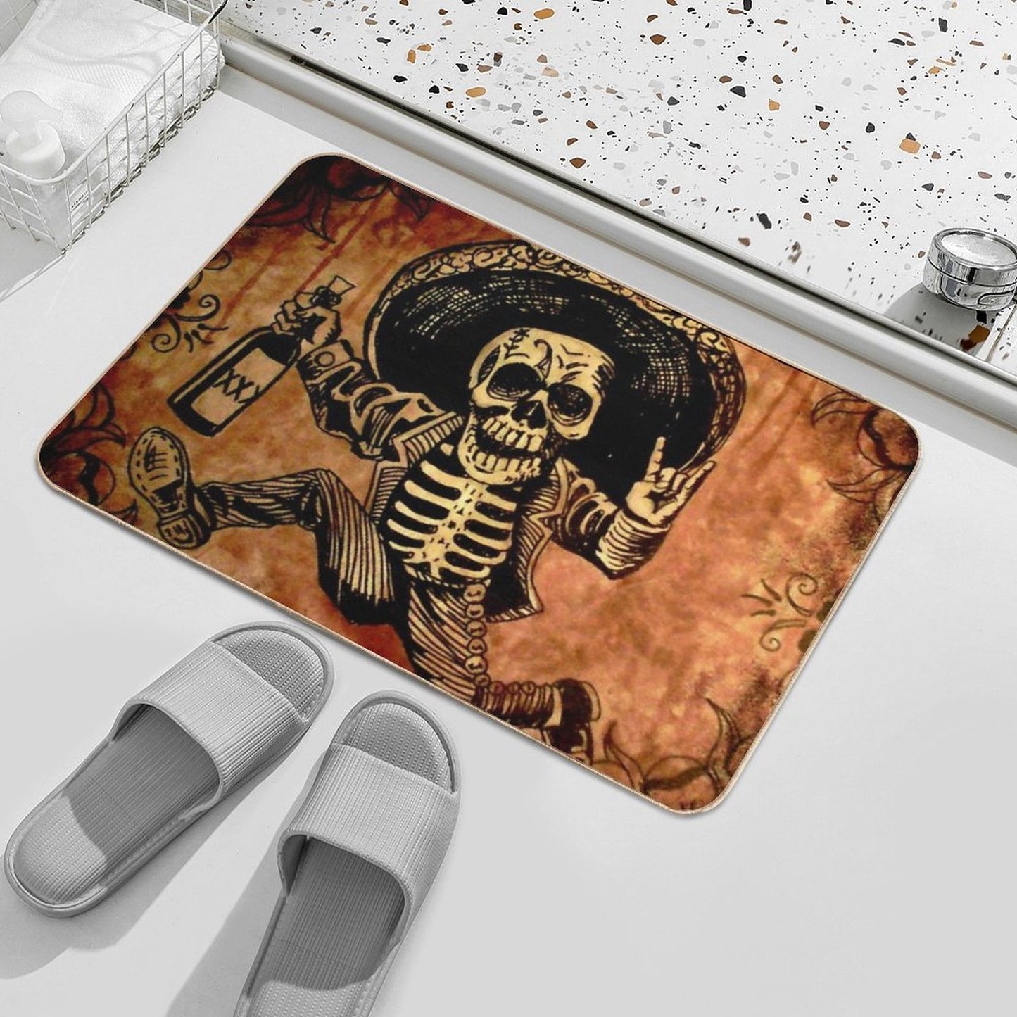 Posada Day of The Dead Outlaw Easy Maintenance Bath Mat