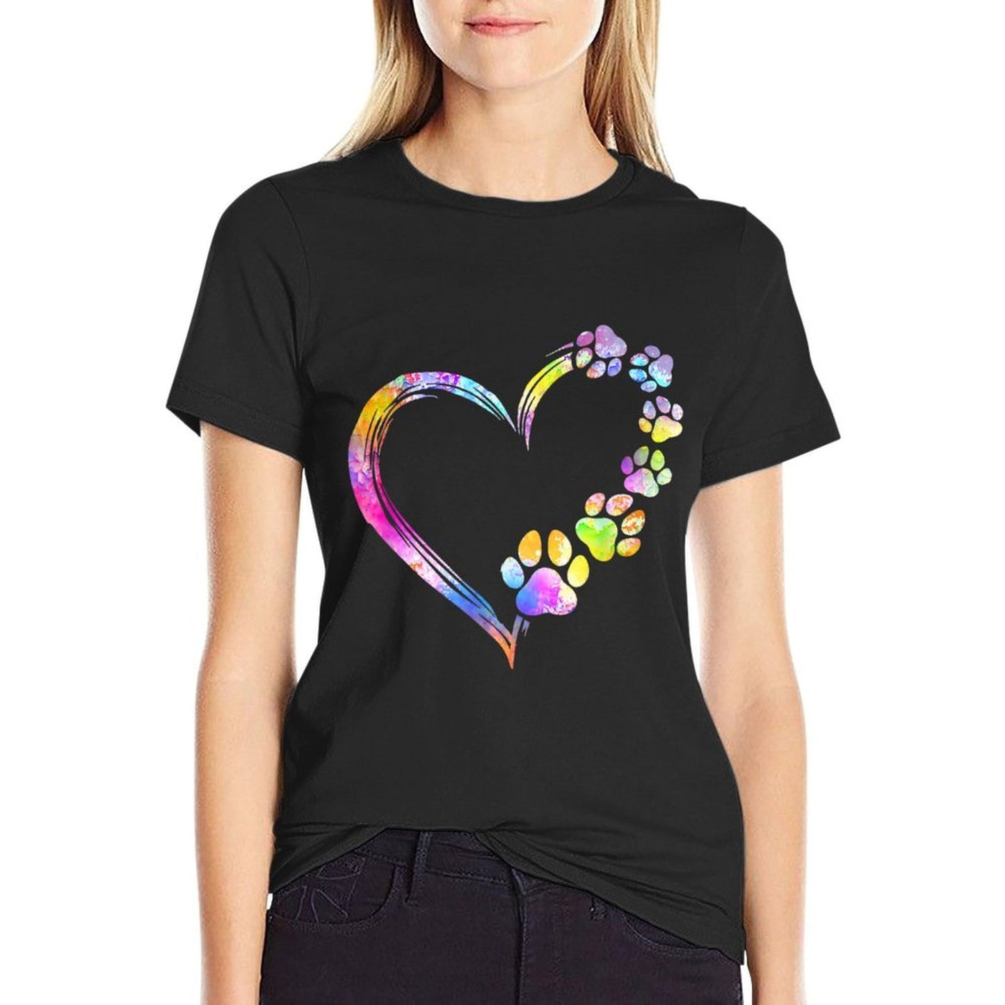 Dog Mom Dad Puppy Love Dogs Paw Print Heart Tie Dye Design Men Women Rolled Sleeves T-Shirt