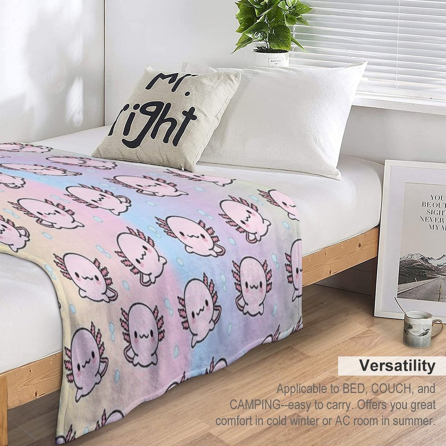 Cute Axolotl Premium Throw Blanket
