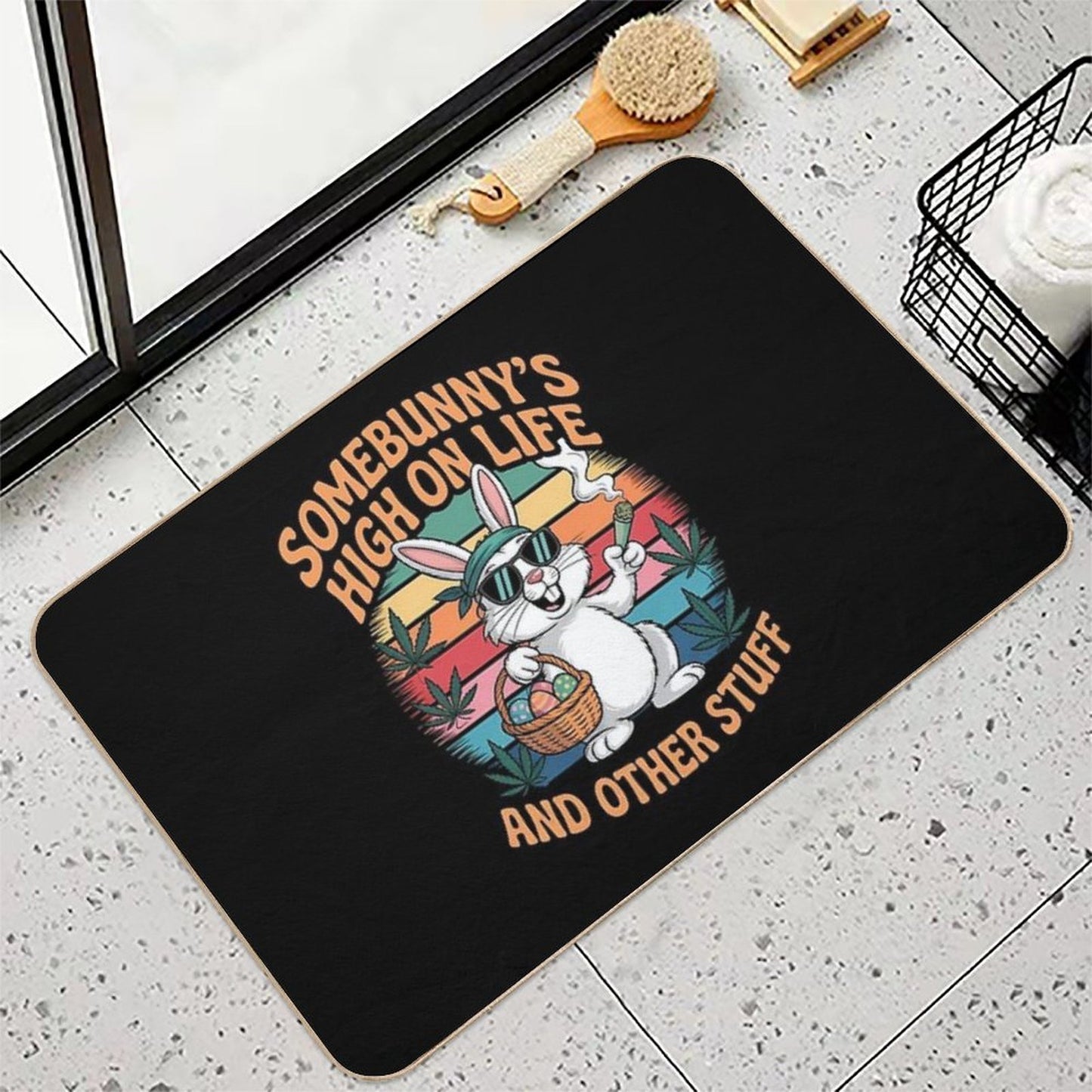 Happy 420 Easter Smoking Weed Funny Some Bunny's High Absorbent Bath Mat