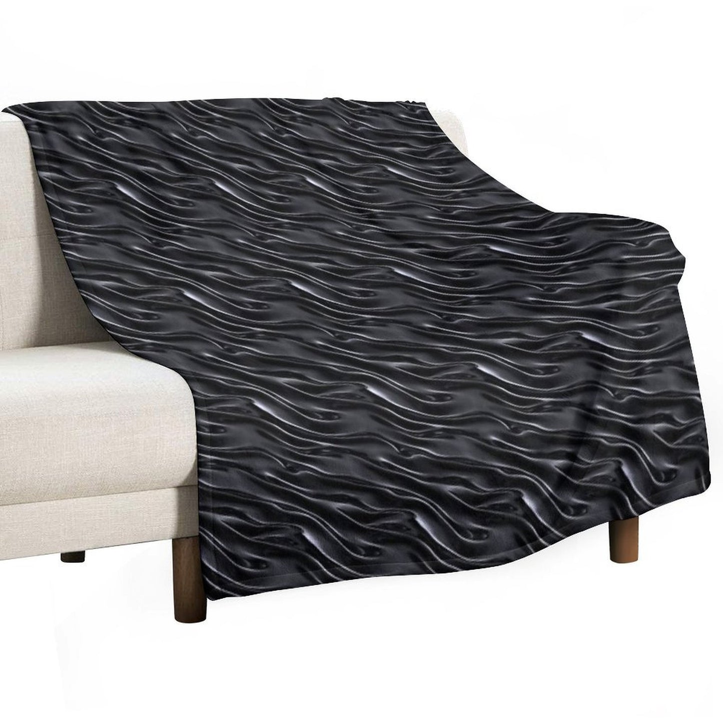 Dark Chrome Metallic Wavy Pattern Durable Throw Blanket