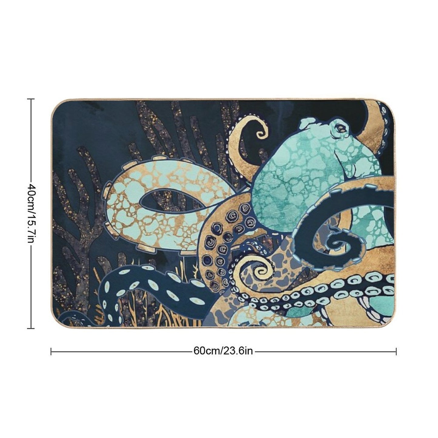 Metallic Octopus II Non-Slip Bath Mat